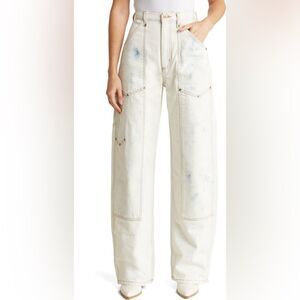 NWOT women’s RE/DONE Super High Rise Cargo Wide Leg Tie Dye Jeans in Sunbleach